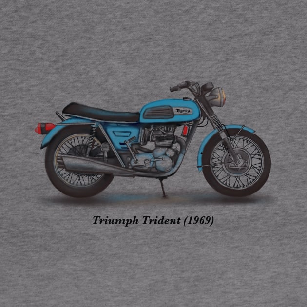 Drawing of Retro Classic Motorcycle Triumph Trident 1969 by Roza@Artpage